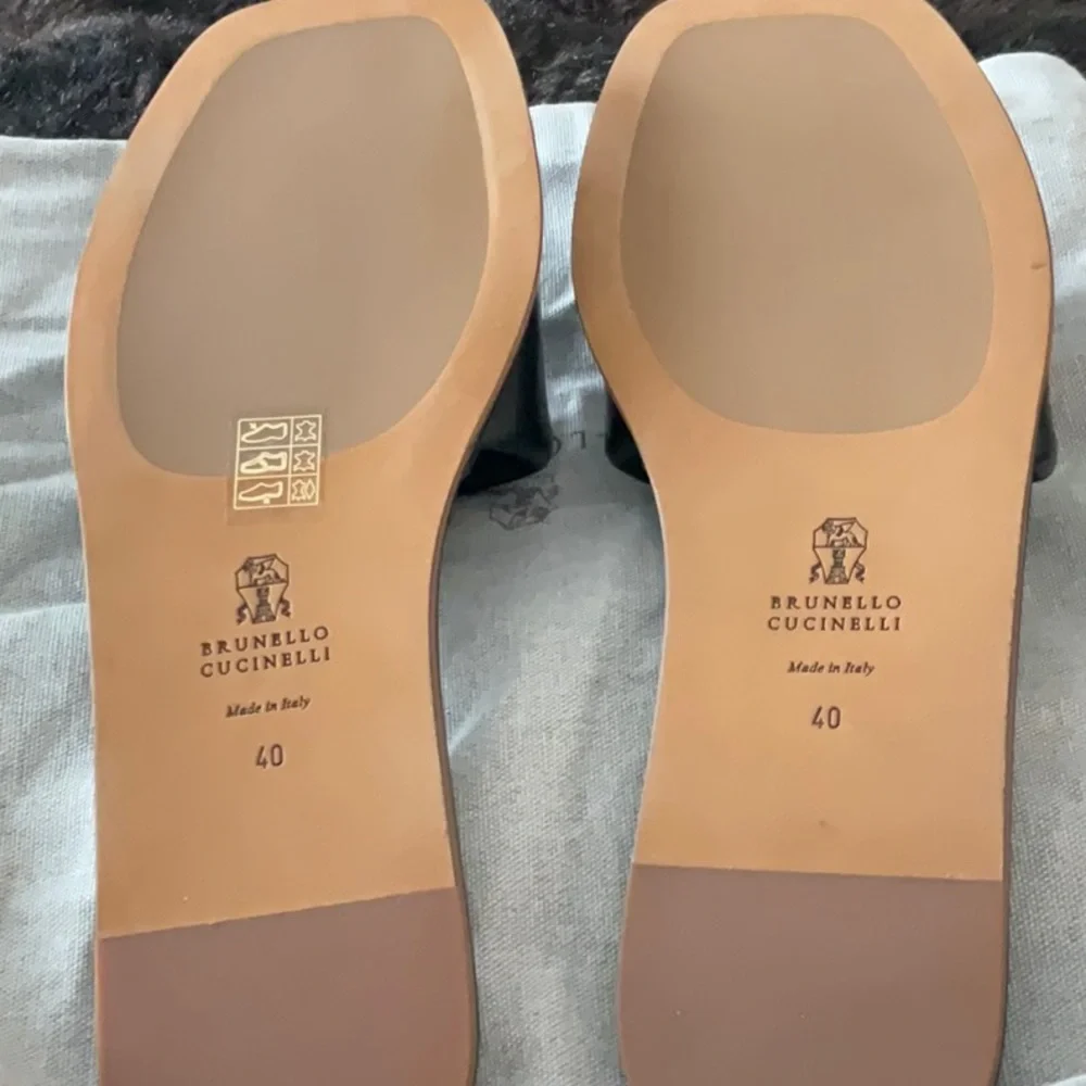 NEW BRUNELLO CUCINELLI SANDAL SLIDES BLACK LEATHER MONILI TRIM EU 40 US 9 9.5 10 - Picture 3 of 6